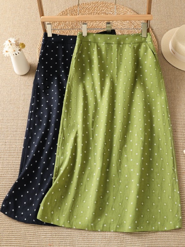 Midi Skirt Floral - High Waist Floral Half Skirt Thin