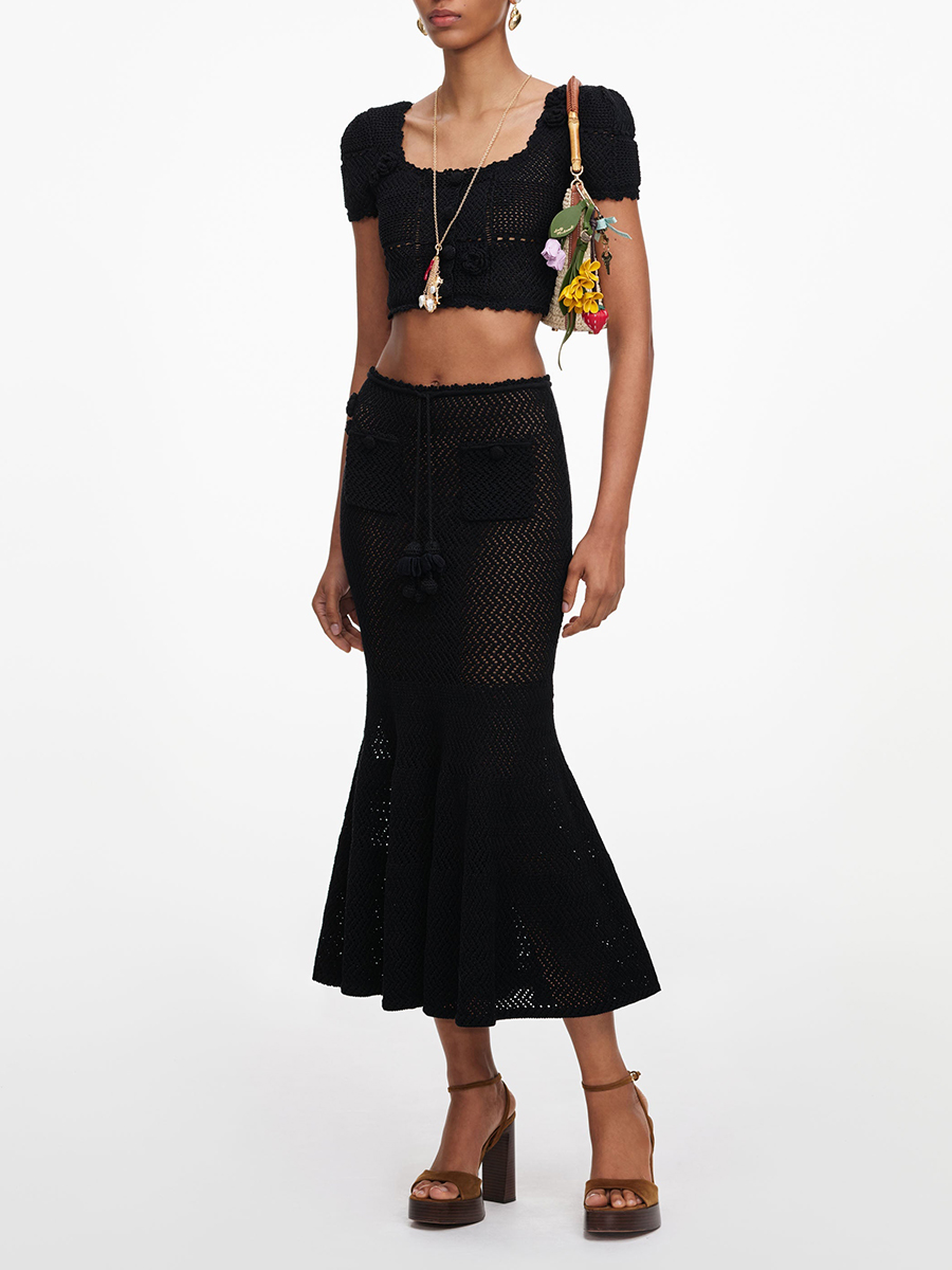 VGH Black 3D Floral Hollow Kni - огляд і ціна Crop Top Crochet